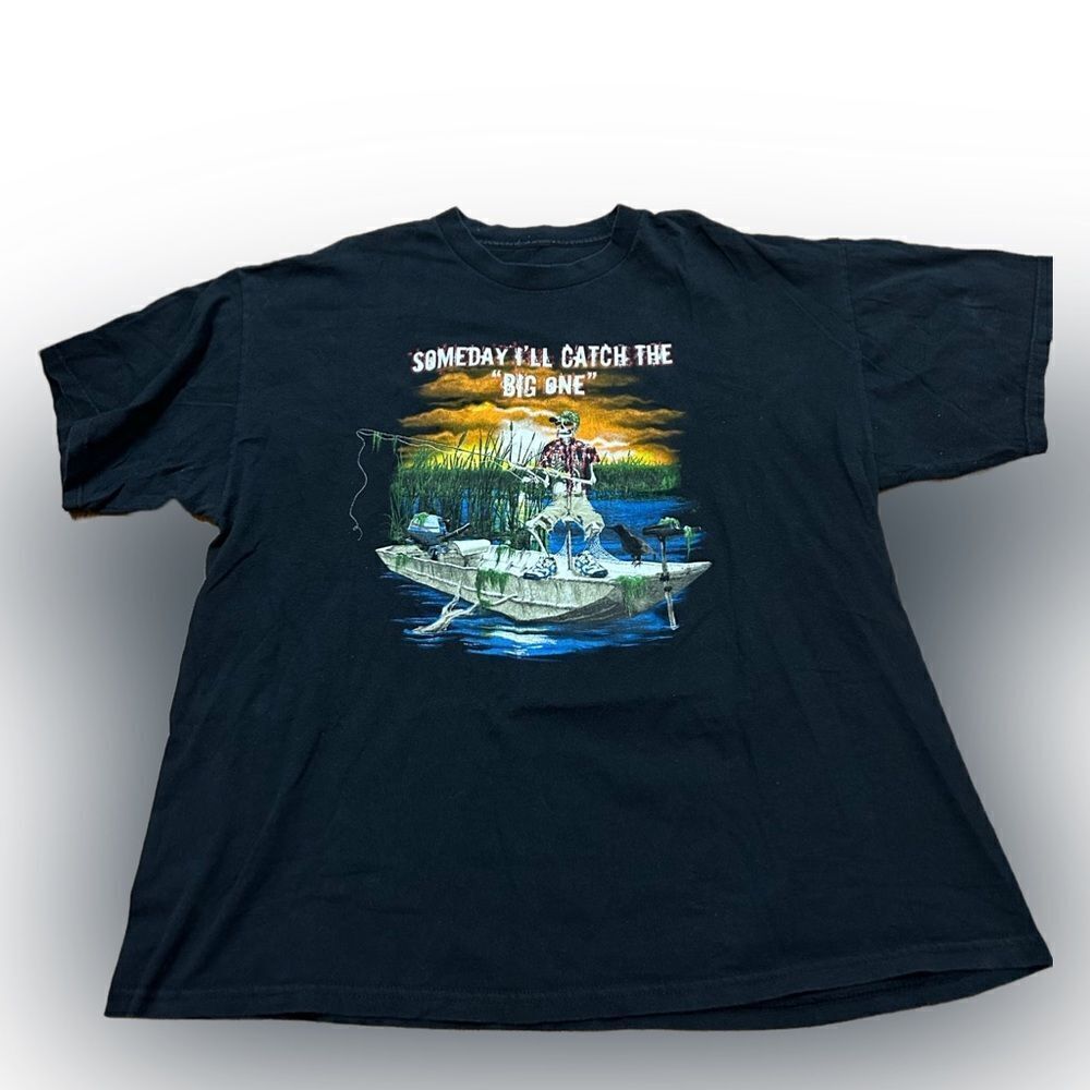 Skeleton Skull Funny Fishing Tshirt
